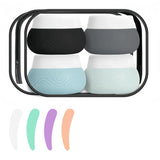 Lyrovo 30ml Silicone Travel Containers for Toiletries, Set of 4 - BPA-Free Leakproof Refillable Cosmetic Jars with Clear Bag, Name Stickers, and Scoops for Face, Hand & Body Creams (Pastel)