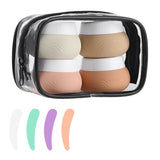 Lyrovo 30ml Silicone Travel Containers for Toiletries, Set of 4 - BPA-Free Leakproof Refillable Cosmetic Jars with Clear Bag, Name Stickers, and Scoops for Face, Hand & Body Creams (Pastel)