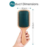 Lyrovo Bamboo Hair Brush for Hair Growth, Natural Bamboo Bristles Detangling Wooden Paddle Hairbrush for Massaging Scalp