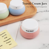 Lyrovo 30ml Silicone Travel Containers for Toiletries, Set of 4 - BPA-Free Leakproof Refillable Cosmetic Jars with Clear Bag, Name Stickers, and Scoops for Face, Hand & Body Creams (Pastel)