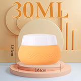 Lyrovo 30ml Silicone Travel Containers for Toiletries, Set of 4 - BPA-Free Leakproof Refillable Cosmetic Jars with Clear Bag, Name Stickers, and Scoops for Face, Hand & Body Creams (Pastel)