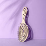 Lyrovo Organic Detangling Hair Brush for Women, Men & Children - Does not Pull on Hair - Straightening Brushes for Straight, Curly & Wet Hair (Cream)