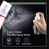 Lyrovo Travel Spray Bottle TSA Approved 100ml 3 Pack Leak Proof Fine Mist Empty Plastic Refillable Spray Bottle for Perfume Essential Oils Toners Rose Water Cosmetics (3 Color, 100ml), Transparent