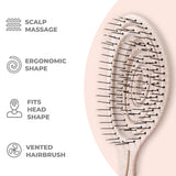 Lyrovo Organic Detangling Hair Brush for Women, Men & Children - Does not Pull on Hair - Straightening Brushes for Straight, Curly & Wet Hair (Cream)