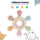Lyrovo Silicon & Wood Teether for 3+ Months Baby, BPA Free, Beige, infants