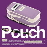 Lyrovo Large Capacity Pencil Pouch Case for School & Office Multi Compartment Organizer Durable Nylon (Purple)