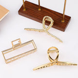 Lyrovo 3 PCS Metal Large Hair Claw Clips for Thick Heavy Hair, Strong Hold Big Non-Slip Hair Catch Barrette Jaw Clamp for Long Hair, Fashion Styling Accessories for Women Girls (Golden, 3pcs)