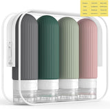 Lyrovo Travel Bottles Kit for Toiletries Organizer BPA Free 90ml Silicone Size Containers Portable Split Bottle Accessories for Conditioner Shampoo Lotion - 4 Pack (Bright)