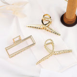 Lyrovo 3 PCS Metal Large Hair Claw Clips for Thick Heavy Hair, Strong Hold Big Non-Slip Hair Catch Barrette Jaw Clamp for Long Hair, Fashion Styling Accessories for Women Girls (Golden, 3pcs)