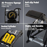 Lyrovo 160 PSI Double Cylinder Portable Foot Pump Air Tyre Inflator for car Bike and Cycle, Yellow