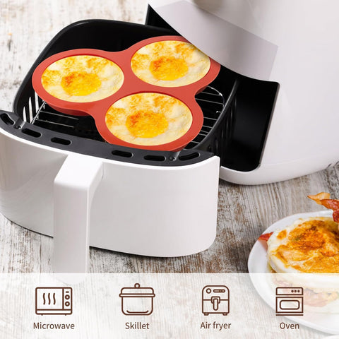 Lyrovo 2pcs Silicone Egg Molds 4 Inch Jumbo Muffin Top Baking Pans for Air Fryer, Non-Stick Large Round Silicone Molds for Hamburger Bun, Pie, Tart, Cake, Breakfast Egg Sandwich