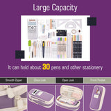 Lyrovo Large Capacity Pencil Pouch Case for School & Office Multi Compartment Organizer Durable Nylon (Purple)