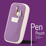Lyrovo Large Capacity Pencil Pouch Case for School & Office Multi Compartment Organizer Durable Nylon (Purple)