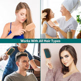 Lyrovo Bamboo Hair Brush for Hair Growth, Natural Bamboo Bristles Detangling Wooden Paddle Hairbrush for Massaging Scalp
