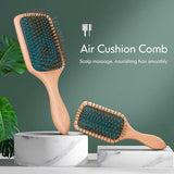 Lyrovo Bamboo Hair Brush for Hair Growth, Natural Bamboo Bristles Detangling Wooden Paddle Hairbrush for Massaging Scalp