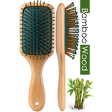 Lyrovo Bamboo Hair Brush for Hair Growth, Natural Bamboo Bristles Detangling Wooden Paddle Hairbrush for Massaging Scalp