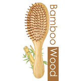 Lyrovo Bamboo Hair Brush for Hair Growth, Natural Bamboo Bristles Detangling Wooden Paddle Hairbrush for Massaging Scalp