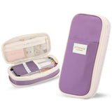 Lyrovo Large Capacity Pencil Pouch Case for School & Office Multi Compartment Organizer Durable Nylon (Purple)