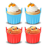 Lyrovo Air Fryer Baking Ramekins Premium Food Grade Silicone Mould Cups Easy Release Nonstick Bakeware Set for Eggs, Muffins, Cupcakes, Puddings, Tarts, Custards