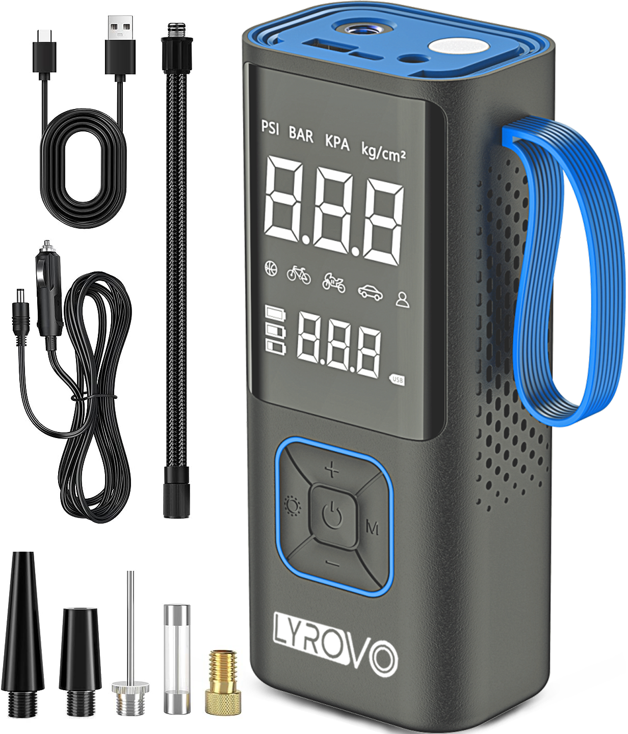 Lyrovo Wired/Wireless 2-in-1 Tyre Inflator - 150 PSI 2X Faster Portabl
