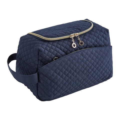 Toiletry Bag for Women – Stylish Quilted Travel Makeup Organizer, Cosmetic Storage Pouch with Zipper & Side Handle