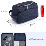 Toiletry Bag for Women – Stylish Quilted Travel Makeup Organizer, Cosmetic Storage Pouch with Zipper & Side Handle