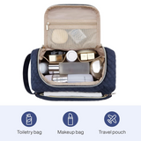 Toiletry Bag for Women – Stylish Quilted Travel Makeup Organizer, Cosmetic Storage Pouch with Zipper & Side Handle