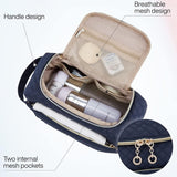 Toiletry Bag for Women – Stylish Quilted Travel Makeup Organizer, Cosmetic Storage Pouch with Zipper & Side Handle