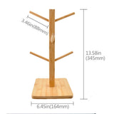 Square Bamboo Mug Holder with 6 Hooks