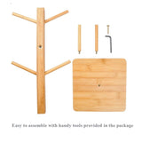 Square Bamboo Mug Holder with 6 Hooks