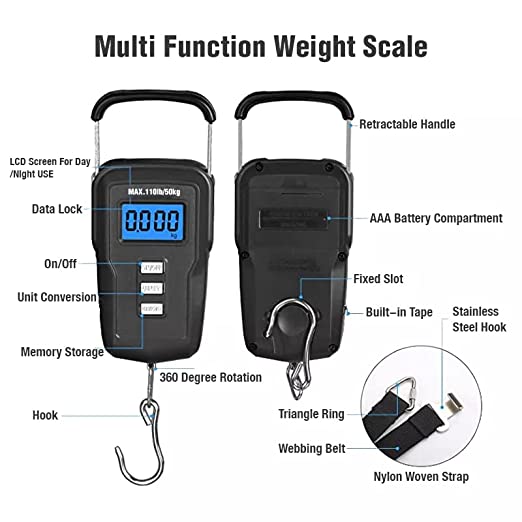 Lyrovo Upgraded Digital Luggage Weighing Scale 110Lb/50Kg with Backlit LCD Display