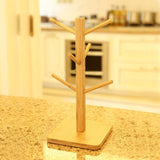 Square Bamboo Mug Holder with 6 Hooks