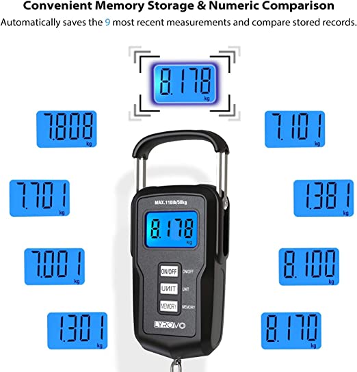 Lyrovo Upgraded Digital Luggage Weighing Scale 110Lb/50Kg with Backlit LCD Display
