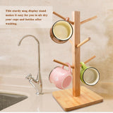 Square Bamboo Mug Holder with 6 Hooks