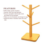 Square Bamboo Mug Holder with 6 Hooks
