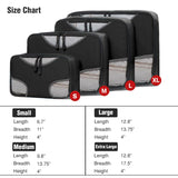 4 Set Packing Cubes 4 Various Sizes (Black)