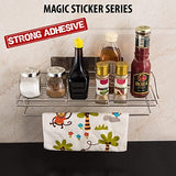 Kitchen Bathroom Shelf with Towel Ring (Silver)